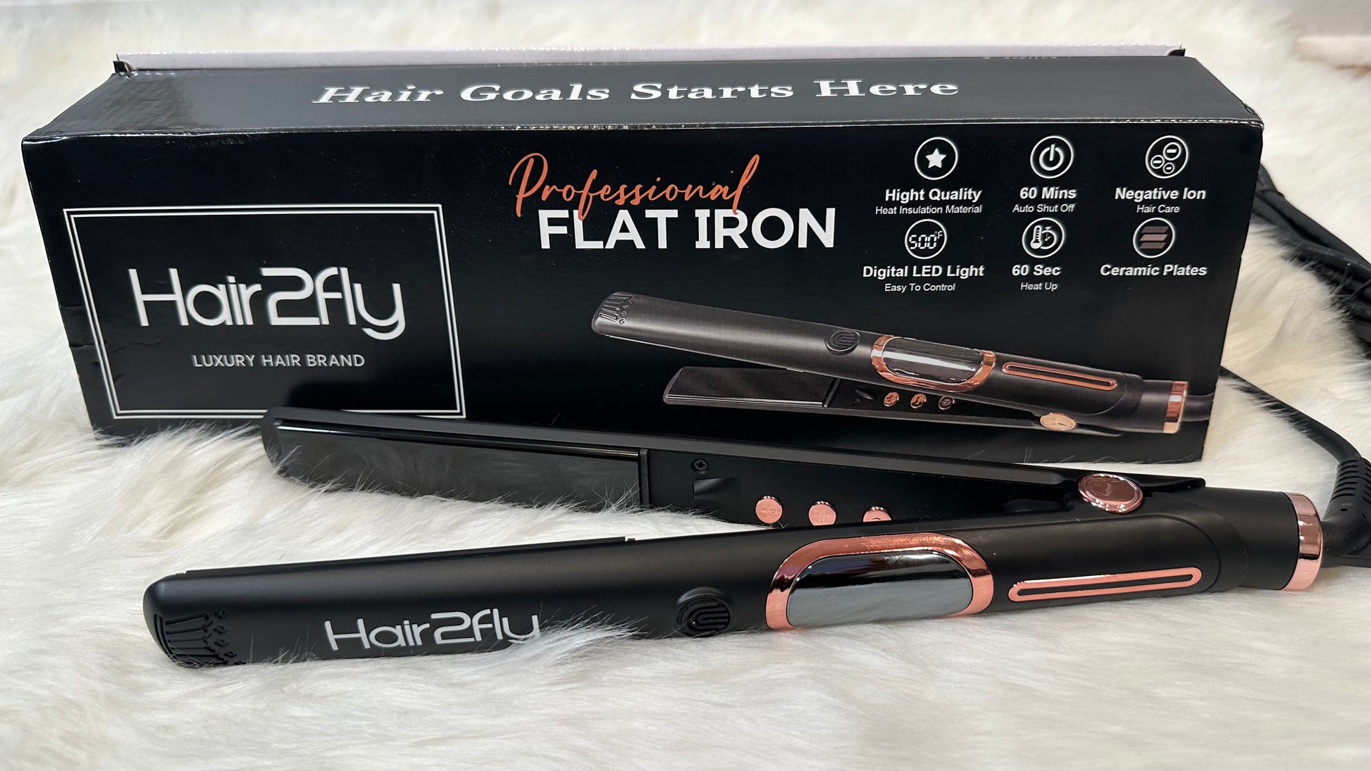 High quality ceramic plates professional flat iron. Digital led lights, 60 mins Auto shut off & 60 sec Heat up